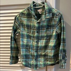 Cat & Jack Green Plaid Button Down Shirt